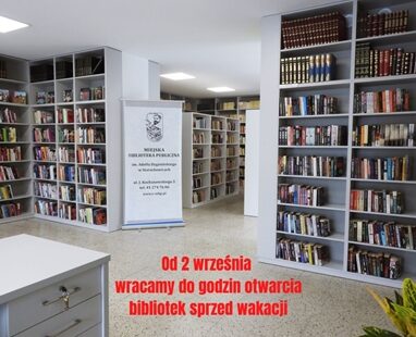 Wracamy do godzin otwarcia bibliotek sprzed wakacji