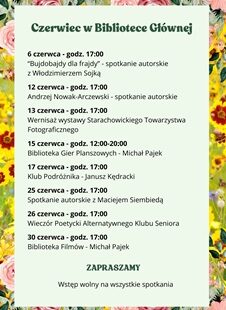 Zapraszamy na spotkania czerwcowe