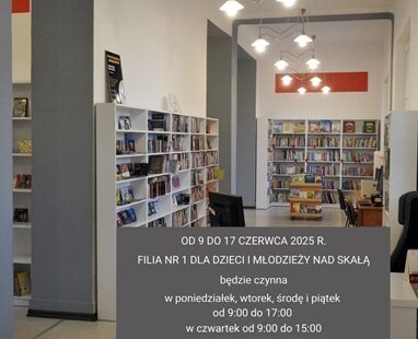 Zmiana godzin otwarcia Filiii nr 1 dla Dzieci i Młodzieży